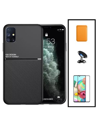 Kit Capa Magnetic Lux + Magnetic Wallet Laranja + 5D Full Cover + Suporte Magnético de Carro para Samsung Galaxy A31