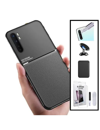 Kit Capa Magnetic Lux + Magn Wallet Preto + UV + P. Câmara + Sup Magnético para Xiaomi Mi Note 10 Lite