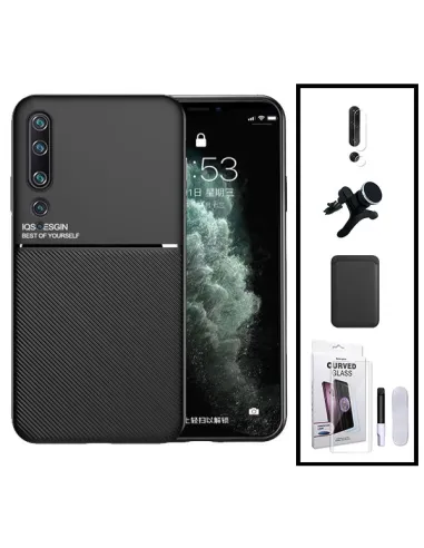 Kit Capa Magnetic Lux + Magn Wallet Preto + UV + P. Câmara + Sup Magnético Reforçado para Xiaomi Mi 10 5G