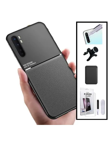 Kit Capa Magnetic Lux + Magn Wallet Preto + UV + P. Câmara + Sup Magnético Reforçado para Xiaomi Mi Note 10 Lite