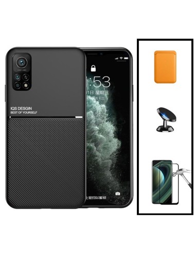 Kit Capa Magnetic Lux + Magnetic Wallet Laranja + 5D Full Cover + Suporte Magnético de Carro para Xiaomi Redmi K30s