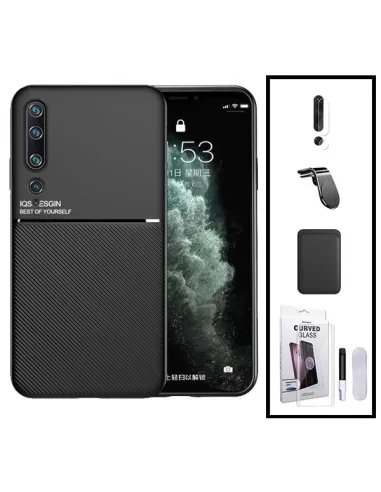 Kit Capa Magnetic Lux + Magn Wallet Preto + UV + P. Câmara + Sup Magnético L para Xiaomi Mi 10 5G