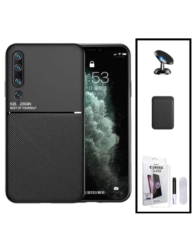 Kit Capa Magnetic Lux + Magnetic Wallet Preto + Película Curved UV + Suporte Magnético para Xiaomi Mi 10 5G