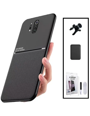 Kit Capa Magnetic Lux + Magn Wallet Preto + UV + Sup Reforçado para OnePlus 8 Pro