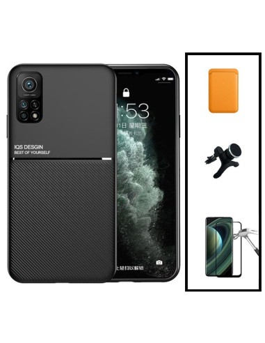 Kit Capa Magnetic Lux + Magnetic Wallet Laranja + 5D Full Cover + Suporte Magnético de Carro Reforçado para Xiaomi Redmi K30s