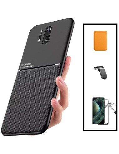 Kit Capa Magnetic Lux + Magnetic Wallet Laranja + 5D Full Cover + Suporte Magnético L Safe Driving para onePlus 8 Pro