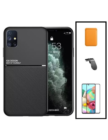 Kit Capa Magnetic Lux + Magnetic Wallet Laranja + 5D Full Cover + Suporte Magnético L Safe Driving para Samsung Galaxy A21s