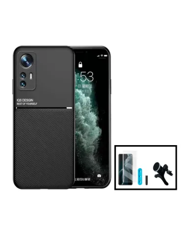 Kit Capa Magnetic Lux + Película Curved UV + Suporte Magnético Reforçado para Xiaomi 12 - Preto