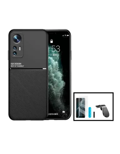 Kit Capa Magnetic Lux + Película Curved UV + Suporte Magnético L para Xiaomi 12 - Preto