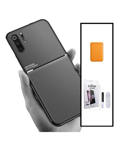 Kit Capa Magnetic Lux + Magnetic Wallet Laranja + Película de Vidro Nano Curved UV para Huawei P30 Pro New Edition