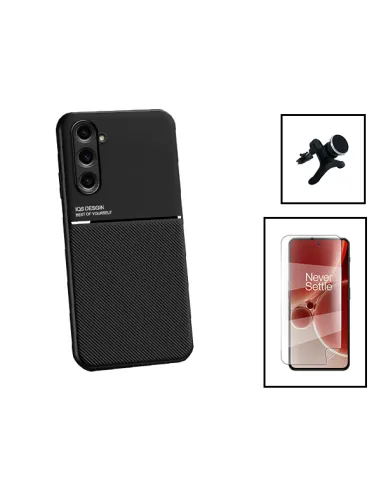 Kit Capa Magnetic Lux + Película Hydrogel Frente + Suporte Magnético Reforçado para Samsung Galaxy F34 5G - Preto