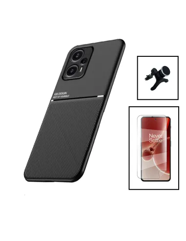 Kit Capa Magnetic Lux + Película Hydrogel Frente + Suporte Magnético Reforçado para Xiaomi Poco F5 - Preto