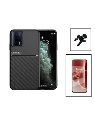 Kit Capa Magnetic Lux + Película Hydrogel Frente + Suporte Magnético Reforçado para Xiaomi Poco F5 Pro - Preto