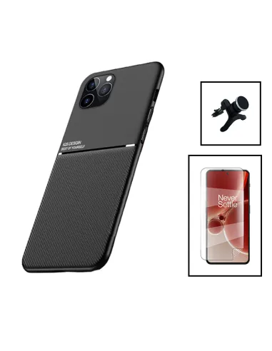 Kit Capa Magnetic Lux + Película Hydrogel Frente + Suporte Magnético Reforçado para Xiaomi Redmi 12 - Preto