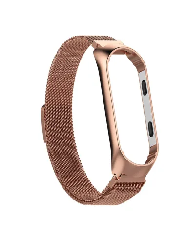 Bracelete Milanese Loop Fecho Magnético para Xiaomi Mi Band 7 - Rosa Ouro