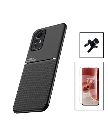 Kit Capa Magnetic Lux + Película Hydrogel Frente + Suporte Magnético Reforçado para Xiaomi Redmi Note 12S - Preto