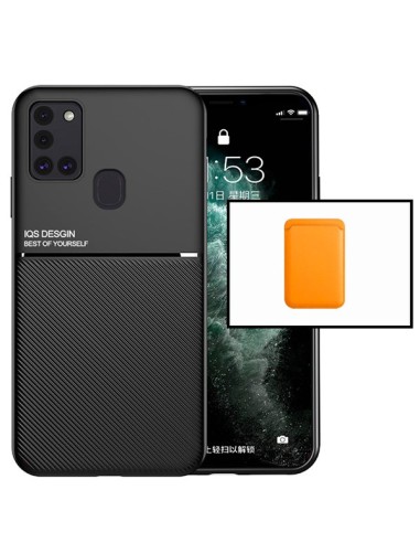 Kit Capa Magnetic Lux + Magnetic Wallet Laranja para Samsung Galaxy M30s