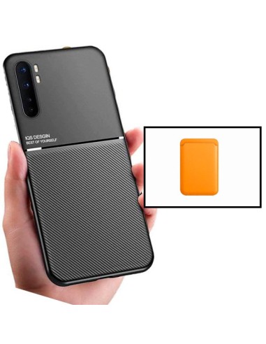 Kit Capa Magnetic Lux + Magnetic Wallet Laranja para Xiaomi Mi Note 10 Lite