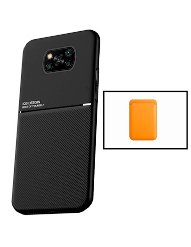 Kit Capa Magnetic Lux + Magnetic Wallet Laranja para Xiaomi Poco X3 Pro