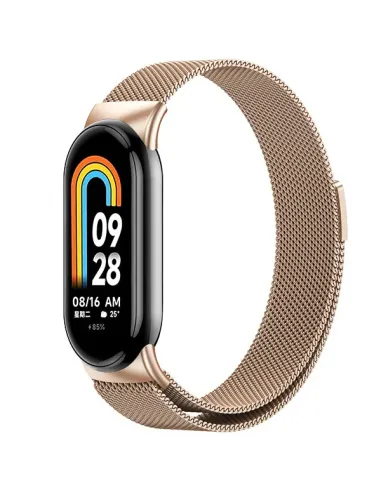 Bracelete Milanese Loop Fecho Magnético para Xiaomi Mi Band 8 - Rosa Ouro