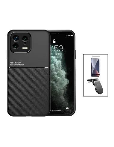 Kit Capa Magnetic Lux + Vidro Premium Curvado + Suporte Magnético L para Xiaomi 13 Pro - Preto