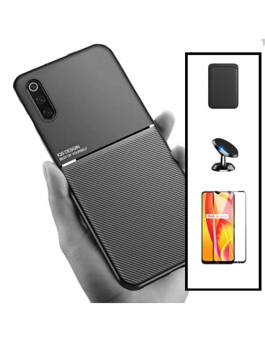 Kit Capa Magnetic Lux + Magnetic Wallet Preto + 5D Full Cover + Suporte Magnético de Carro para Samsung Galaxy A30s