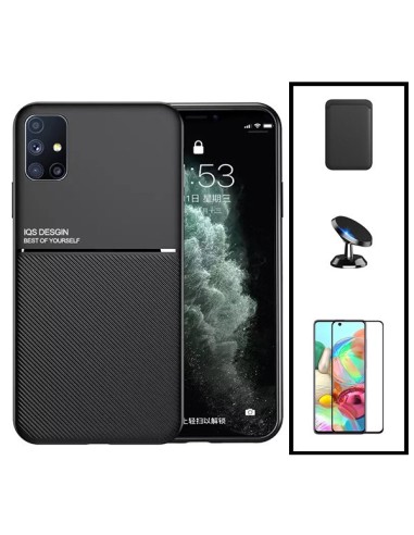 Kit Capa Magnetic Lux + Magnetic Wallet Preto + 5D Full Cover + Suporte Magnético de Carro para Samsung Galaxy A31