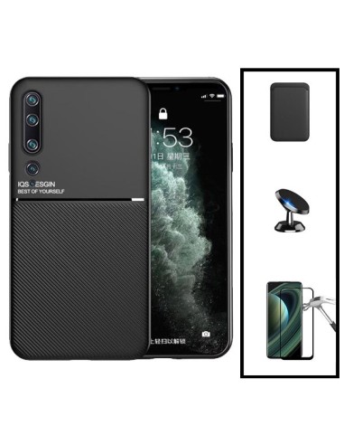 Kit Capa Magnetic Lux + Magnetic Wallet Preto + 5D Full Cover + Suporte Magnético de Carro para Xiaomi Mi Note 10 Pro