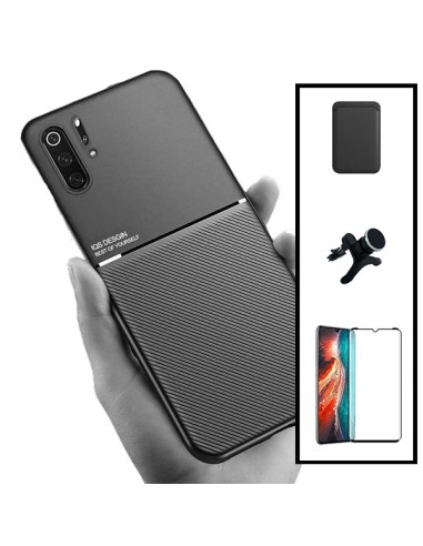 Kit Capa Magnetic Lux + Magnetic Wallet Preto + 5D Full Cover + Suporte Magnético de Carro Reforçado para Huawei P30 Pro New Edi