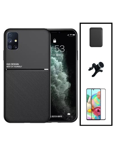 Kit Capa Magnetic Lux + Magnetic Wallet Preto + 5D Full Cover + Suporte Magnético de Carro Reforçado para Samsung Galaxy A21s