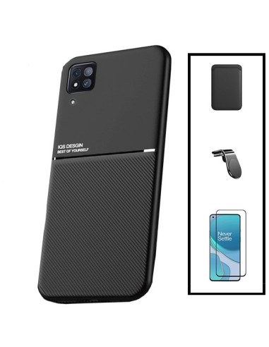 Kit Capa Magnetic Lux + Magnetic Wallet Preto + 5D Full Cover + Suporte Magnético L Safe Driving para Huawei P40 Lite