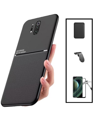 Kit Capa Magnetic Lux + Magnetic Wallet Preto + 5D Full Cover + Suporte Magnético L Safe Driving para onePlus 8 Pro