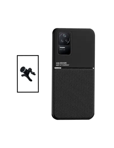 Kit Capa Magnetic Lux + Suporte Magnético Reforçado para Xiaomi Poco F4 5G - Preto