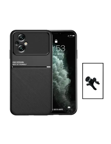 Kit Capa Magnetic Lux + Suporte Magnético Reforçado para Xiaomi Poco M5 - Preto