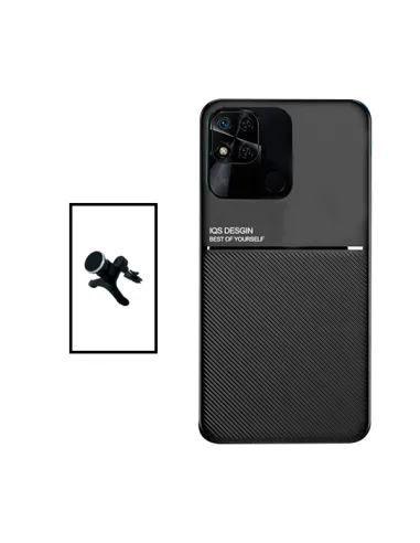 Kit Capa Magnetic Lux + Suporte Magnético Reforçado para Xiaomi Redmi 10A - Preto