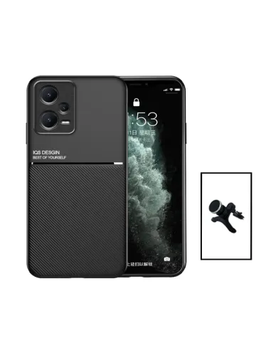 Kit Capa Magnetic Lux + Suporte Magnético Reforçado para Xiaomi Redmi Note 12 Pro - Preto