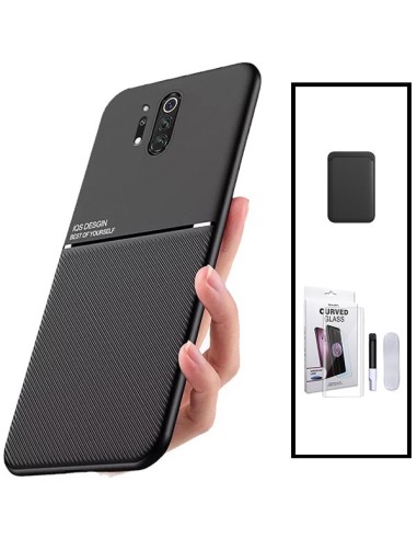 Kit Capa Magnetic Lux + Magnetic Wallet Preto + Película de Vidro Nano Curved UV para onePlus 8 Pro