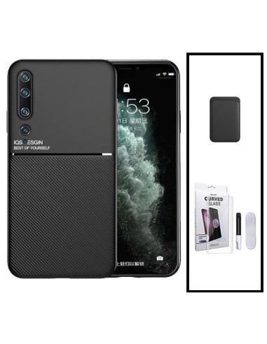 Kit Capa Magnetic Lux + Magnetic Wallet Preto + Película de Vidro Nano Curved UV para Xiaomi Mi Note 10 Pro