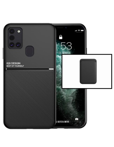 Kit Capa Magnetic Lux + Magnetic Wallet Preto para Samsung Galaxy M21 2021