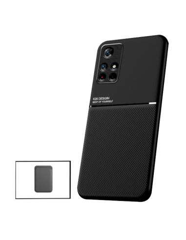 Kit Capa Magnetic Lux + Magnetic Wallet Preto para Xiaomi Poco M4 Pro 5G