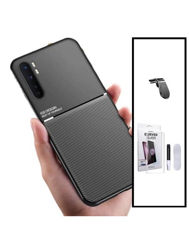 Kit Capa Magnetic Lux + Película de Vidro Nano Curved UV + Suporte Magnético L Safe Driving para Xiaomi Mi Note 10 Lite