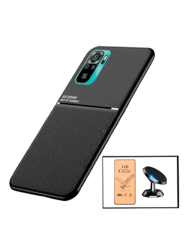 Kit Capa Magnetic Lux + Película CeramicGlass + Suporte Magnético para Xiaomi Redmi Note 10 Pro