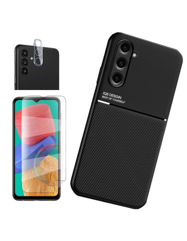 Kit Capa Magnetic Lux + Película Hydrogel Full Cover Frente + Película de Câmara Traseira para Samsung Galaxy M34 5G - Preto