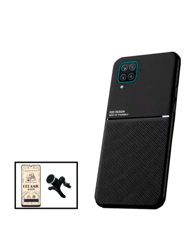 Kit Capa Magnetic Lux + Película CeramicGlass + Suporte Magnético Reforçado para Samsung Galaxy A12