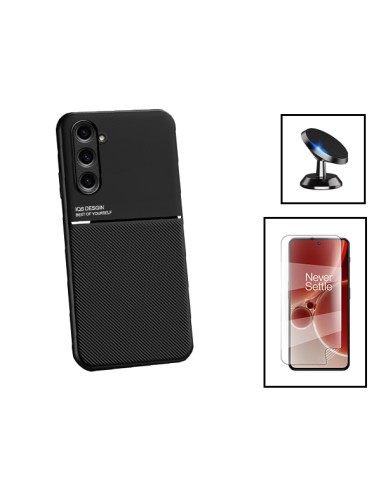 Kit Capa Magnetic Lux + Película Hydrogel Full Cover Frente + Suporte Magnético de Carro para Samsung Galaxy F34 5G - Preto