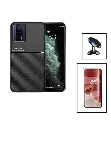 Kit Capa Magnetic Lux + Película Hydrogel Full Cover Frente + Suporte Magnético de Carro para Xiaomi Poco F5 Pro - Preto