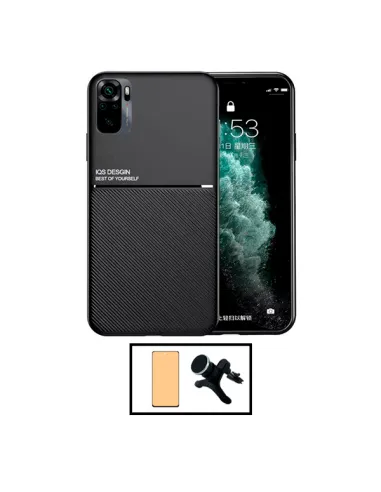 Kit Capa Magnetic Lux + Película CeramicGlass + Suporte Magnético Reforçado para Xiaomi Redmi 10 Prime 2022 - Preto