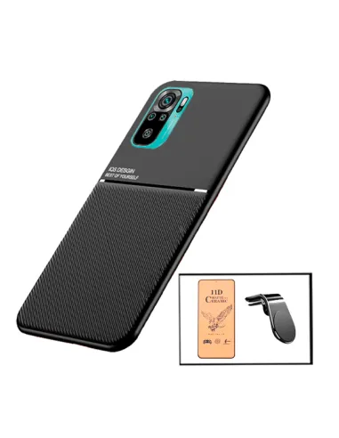 Kit Capa Magnetic Lux + Película CeramicGlass + Suporte Magnético L para Xiaomi Redmi Note 10 Pro