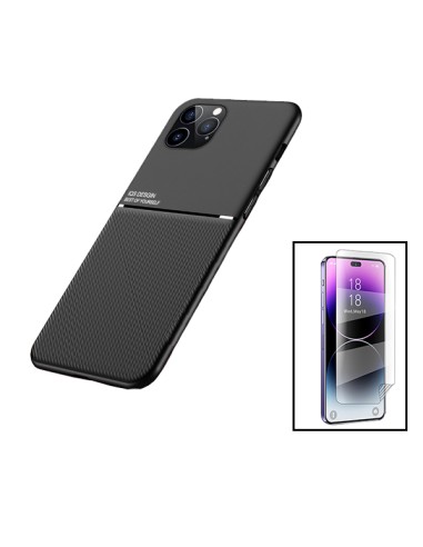 Kit Capa Magnetic Lux + Película Hydrogel Full Cover Frente para Apple iPhone 15 Pro Max - Preto