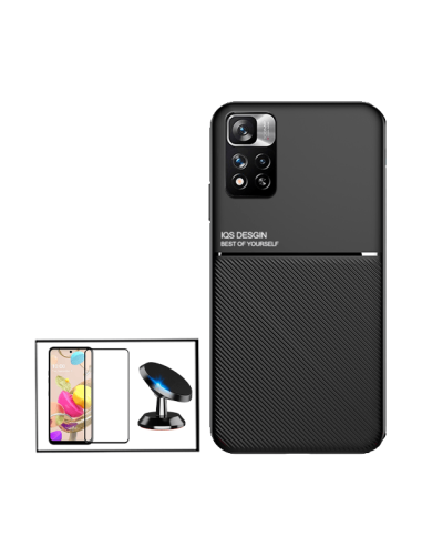 Kit Capa Magnetic Lux + Película Vidro Temperado 5D Full Cover Curved + Suporte Magnético de Carro para Xiaomi 11i